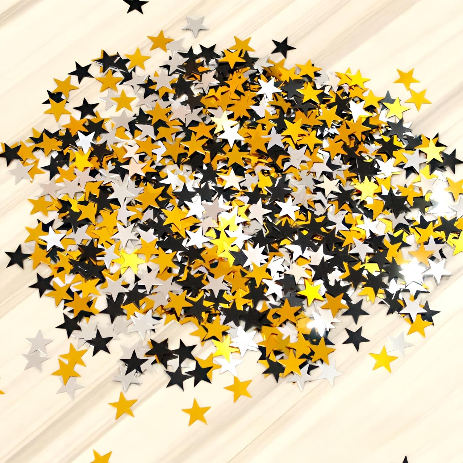 Star Confetti Black and Gold, 30g Star Table Confetti 6mm Metallic Foil Stars Sequin for Birthday Wedding Party Decoration