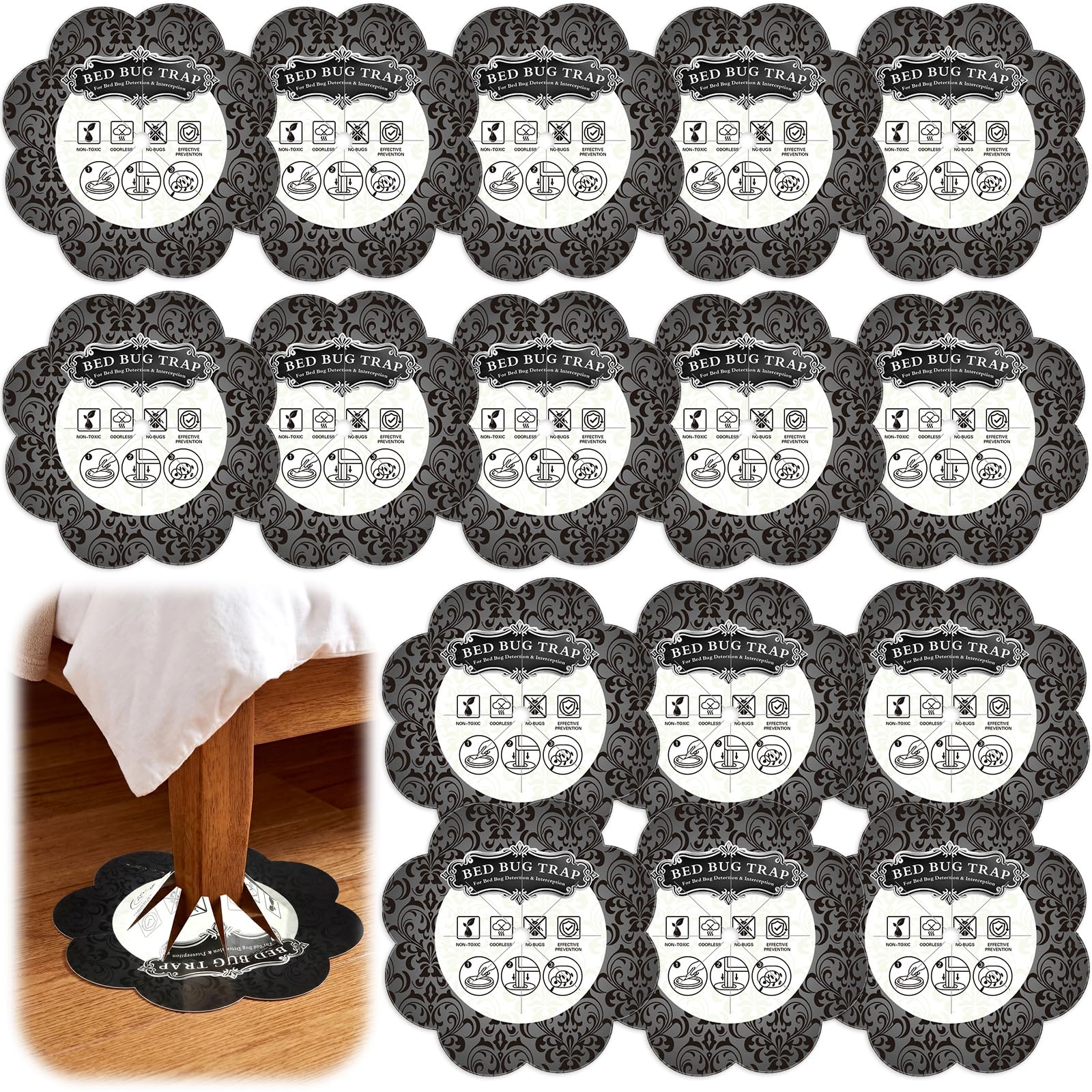 Bed Bug Traps for Furniture Legs, Glue Traps for Bed Bug Early Detection, Block Access to Beds/Sofas/Futon Beds, Insect Control Indoor for 16 Pieces-image-42