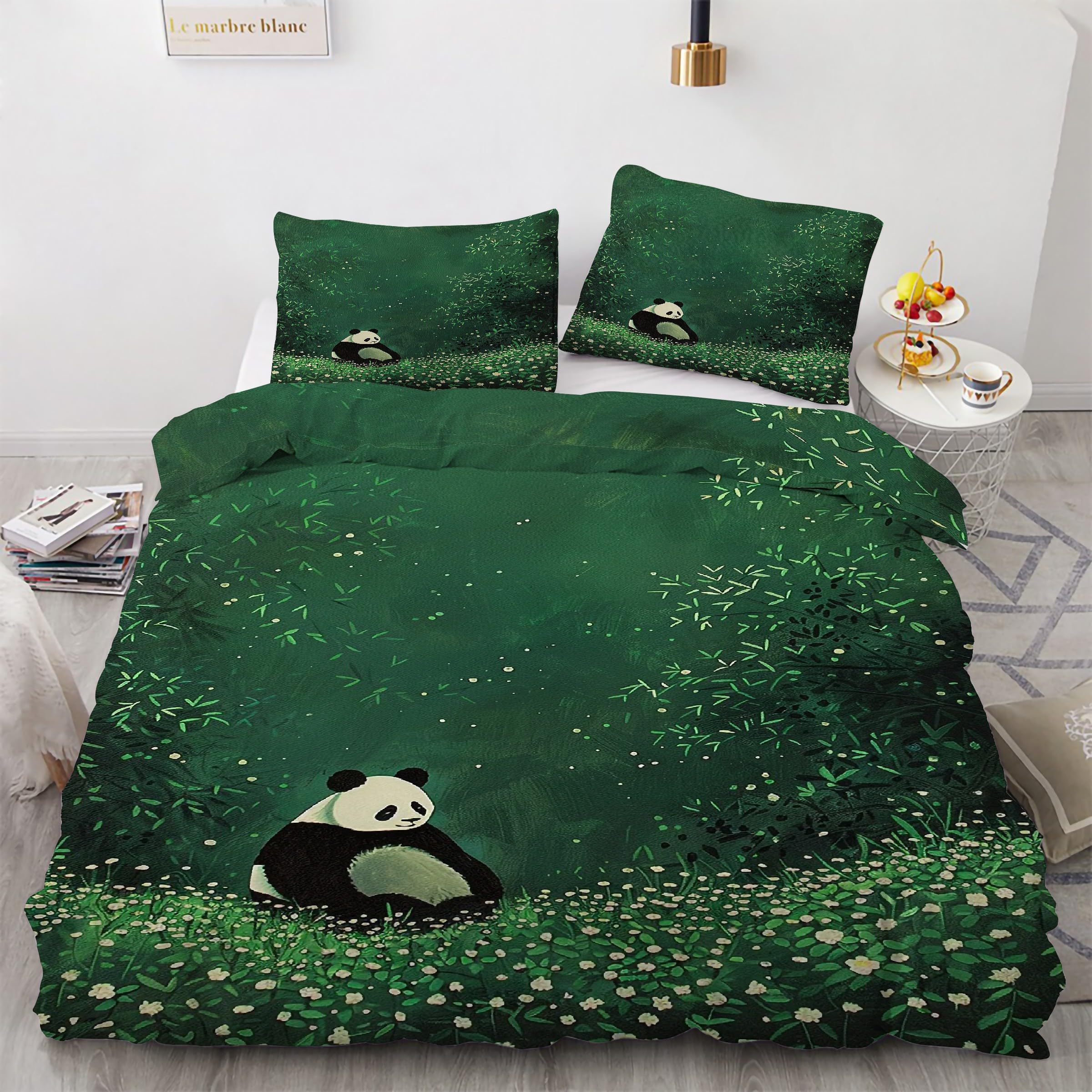 Housse de couette panda 200x200 microfibre douce avec fermeture éclair pratique