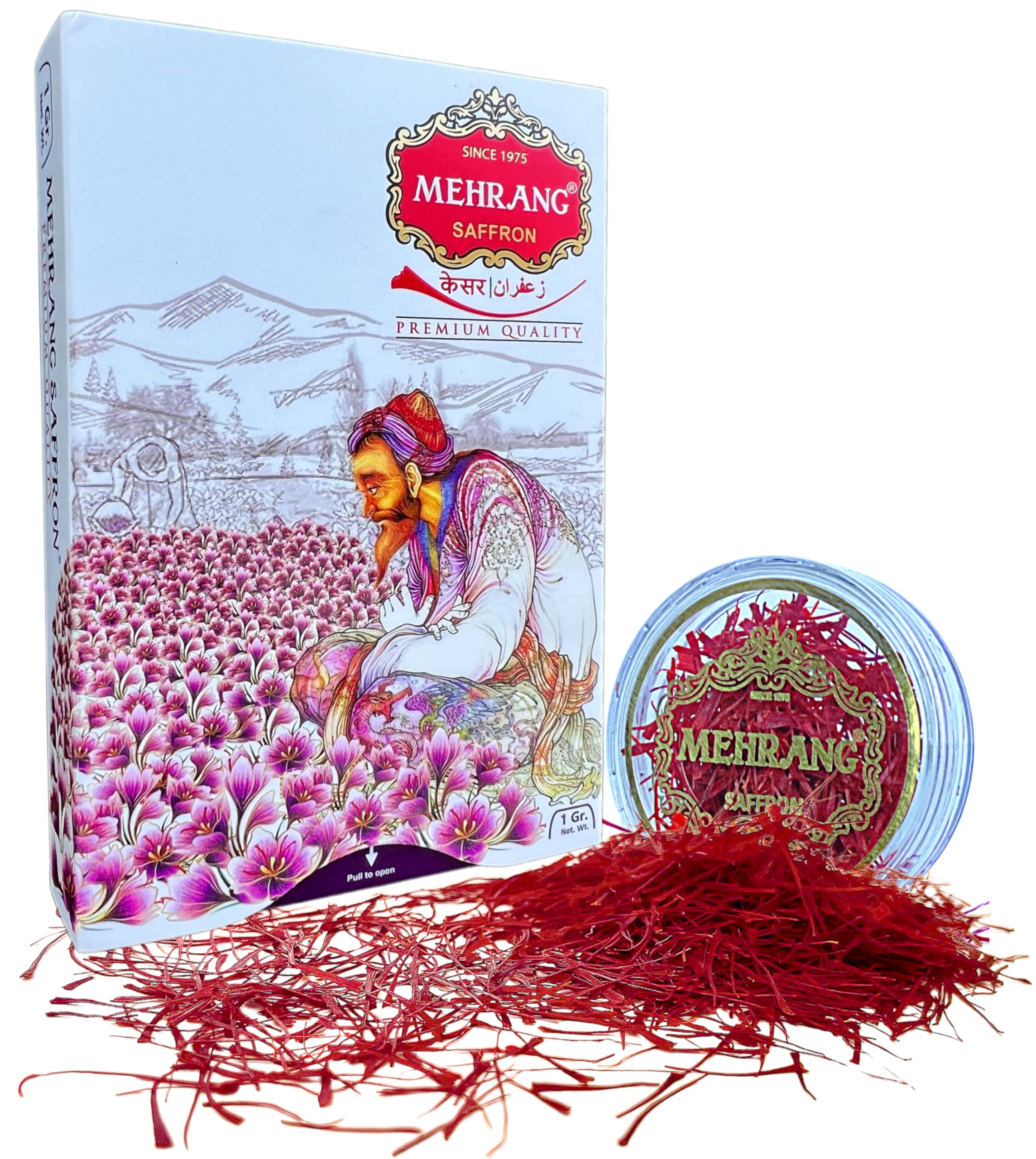 Saffron Original Kashmiri 1 Gram | Kashmir Kesar | Keshar | A+++ Grade Luxury Quality | Grown in Saffron Farms of Pampore | ISO 9001:2015, 22000-2018, HACCP, GMP Certified | Pack of 1