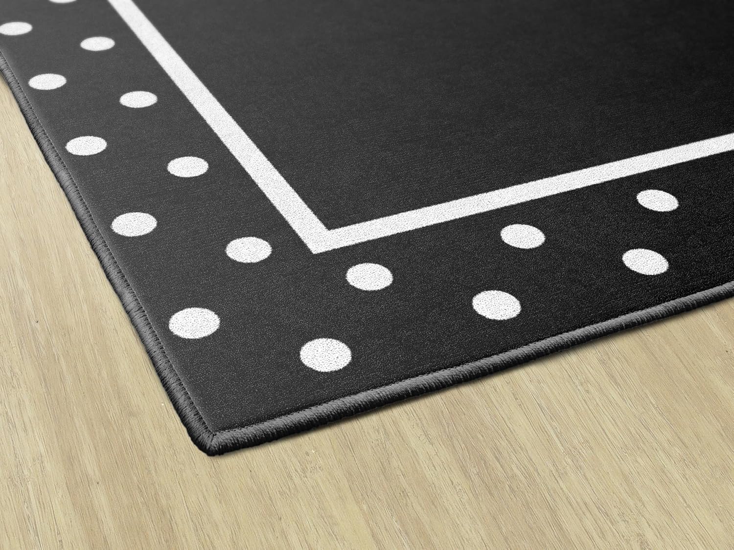 Flagship Carpets Simply Stylish Tropical Polka Dot Classroom Area Rug for Indoor Classroom Learning or Kid Bedroom Educational Play Mat, 5'x7'6", Black