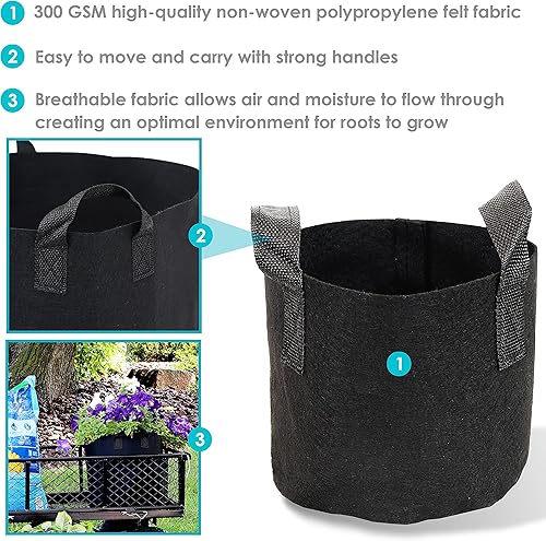 Miniatura 2 de Sunnydaze 1 paquete de bolsas de cultivo de jardín de 5 galones para verduras, macetas y macetas de tela de fieltro de polipropileno no tejido de