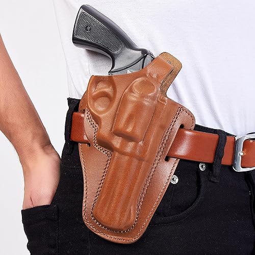 Miniatura 6 de Koltster Funda Magnum 357, 2 ranuras para panqueques OWB, funda de cuero para pistola de pulgar, hecha a mano