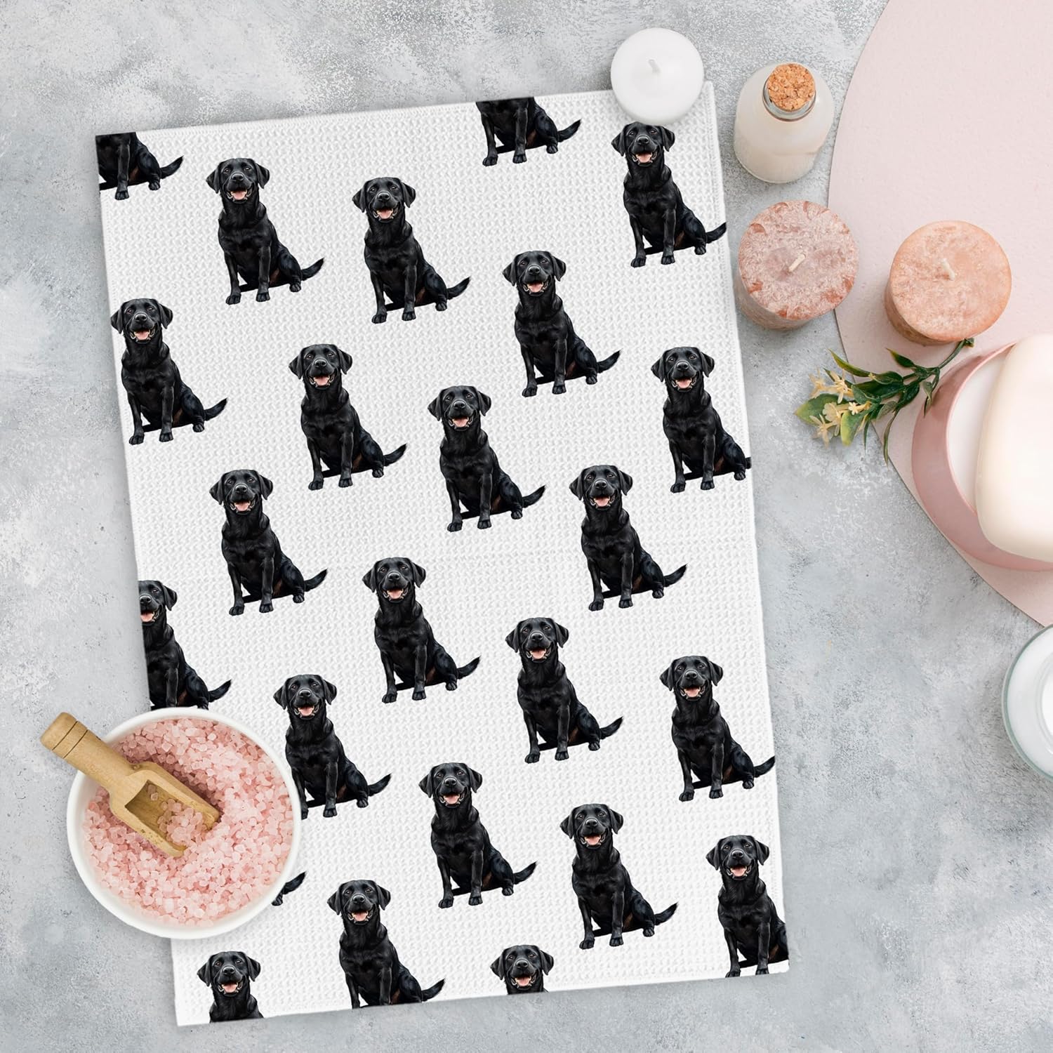 Black Labrador Retriever Dog Kitchen Dish Towels, Labrador Retriever Gifts for Women Men Hand Towels for Bathroom Kitchen Decor, Black Lab Gifts, 16x24 Inches - Image 2