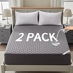Protecteur de matelas imperméable Twin Size, Matelas Pad équipé d'une poche profonde 8"-18" Profondeur, doux & Matelas respirant Topper Cover pour Dorm, Maison, Hôtel (Gray 2 Boîte)