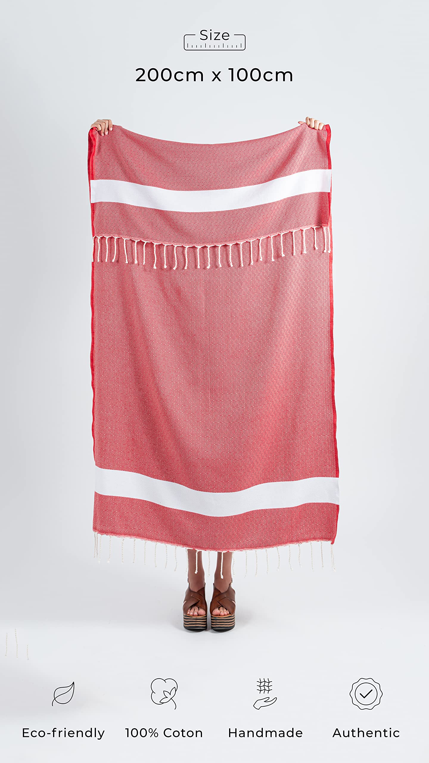 Serviette De Bain Fouta Hammam XXL 100x200cm Darido - 100% Coton Douce Absorbante Plage Sauna