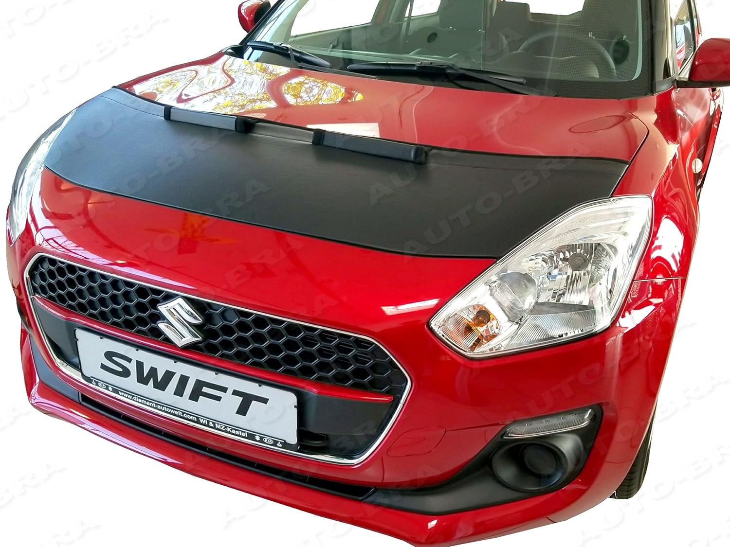 AB3-00035 Carbon Fibre Look Hood Bra Compatible with Suzuki Swift Since 2017 Front End Nose Mask Bonnet Bra
