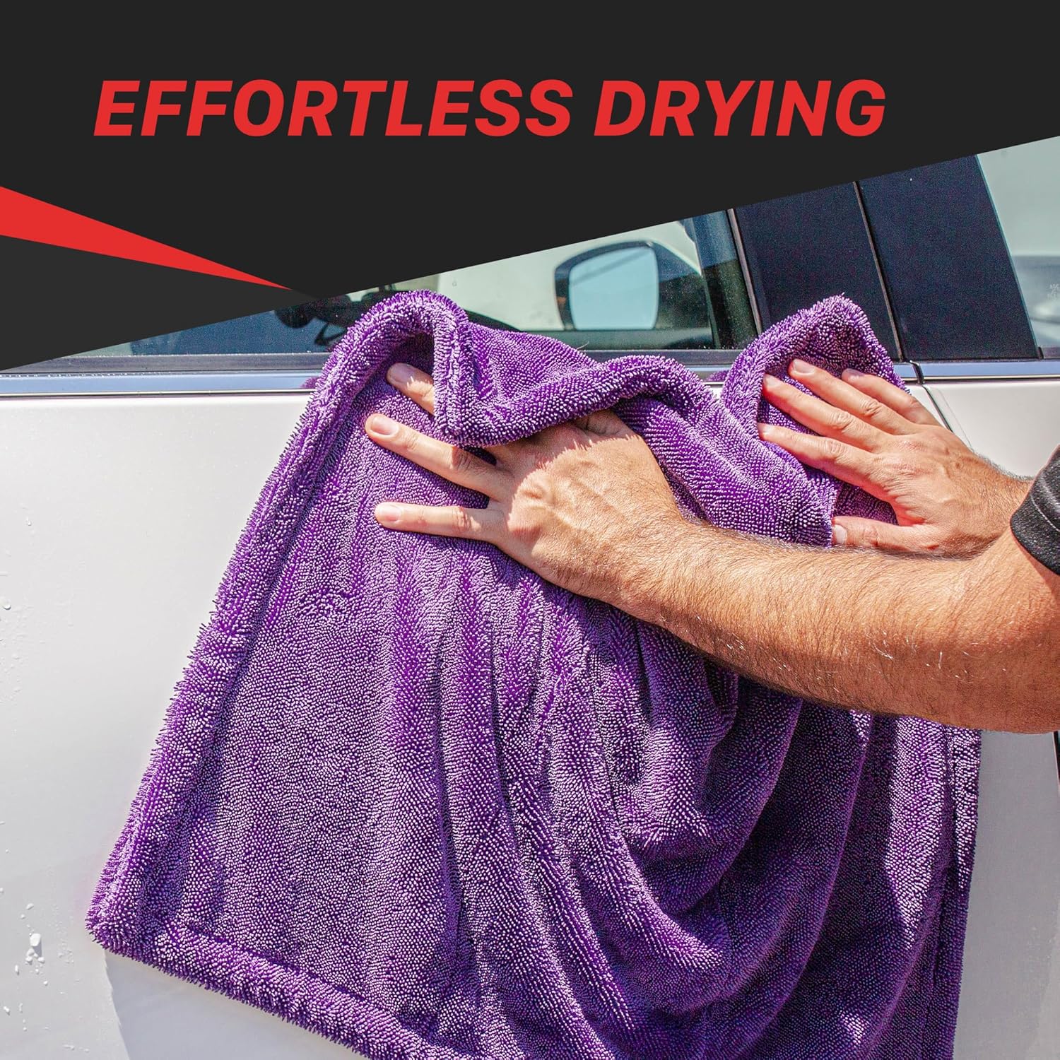 Maxshine 24" x 36" Universal Purple Duo Twisted Microfiber Towel (1200GSM) – Large, Plush, Rinse-Free Double-Sided Drying Towel – Super Absorbent Microfiber for Drying