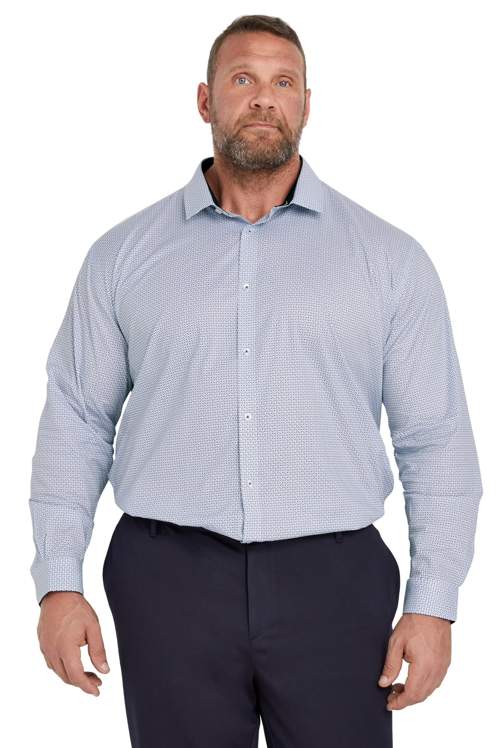 BadRhino Tailoring Big & Tall Abstract Print Formal Shirt - Men's - Plus Size Curve Blue
