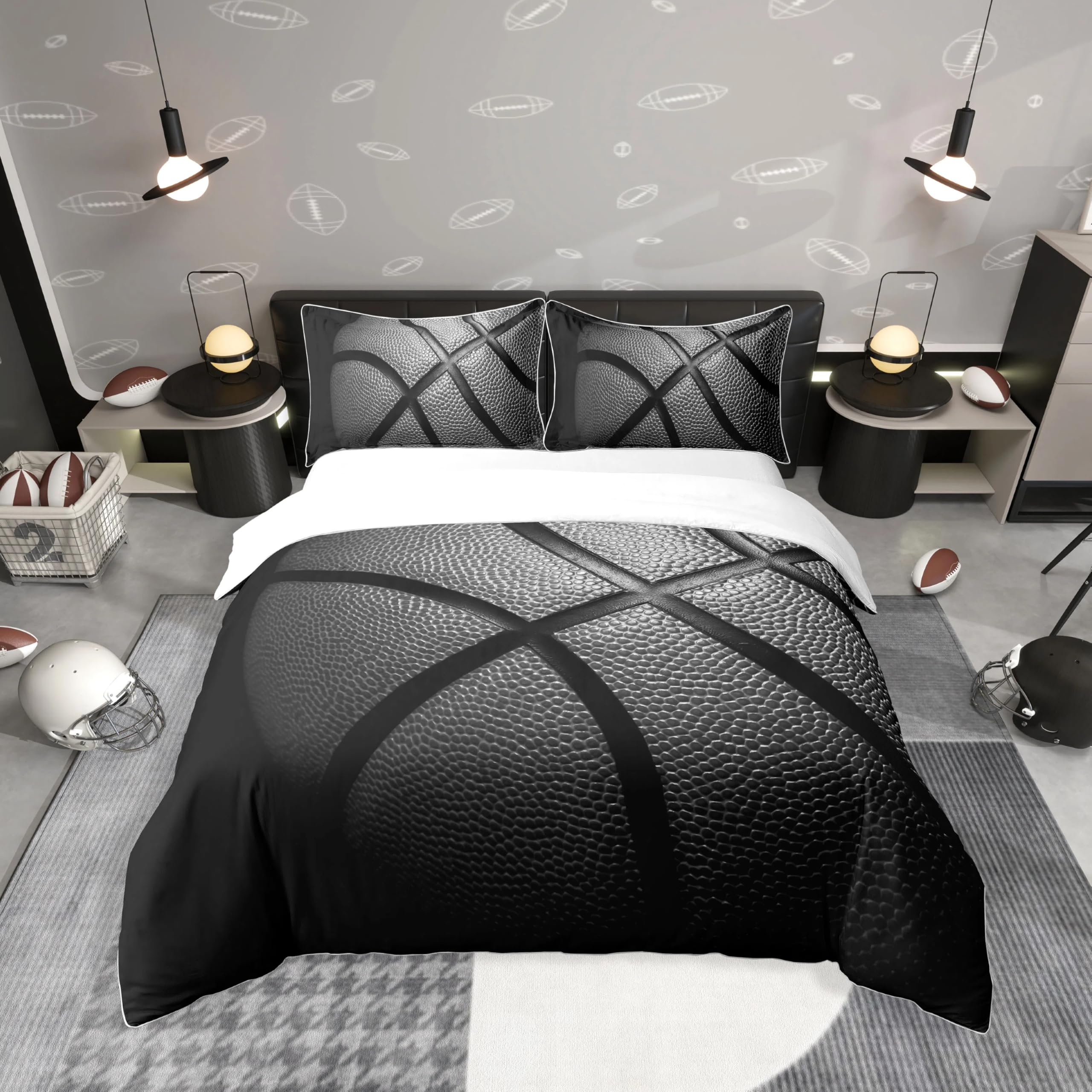 Parure de lit basketball 3D noire pour transformer la chambre ado