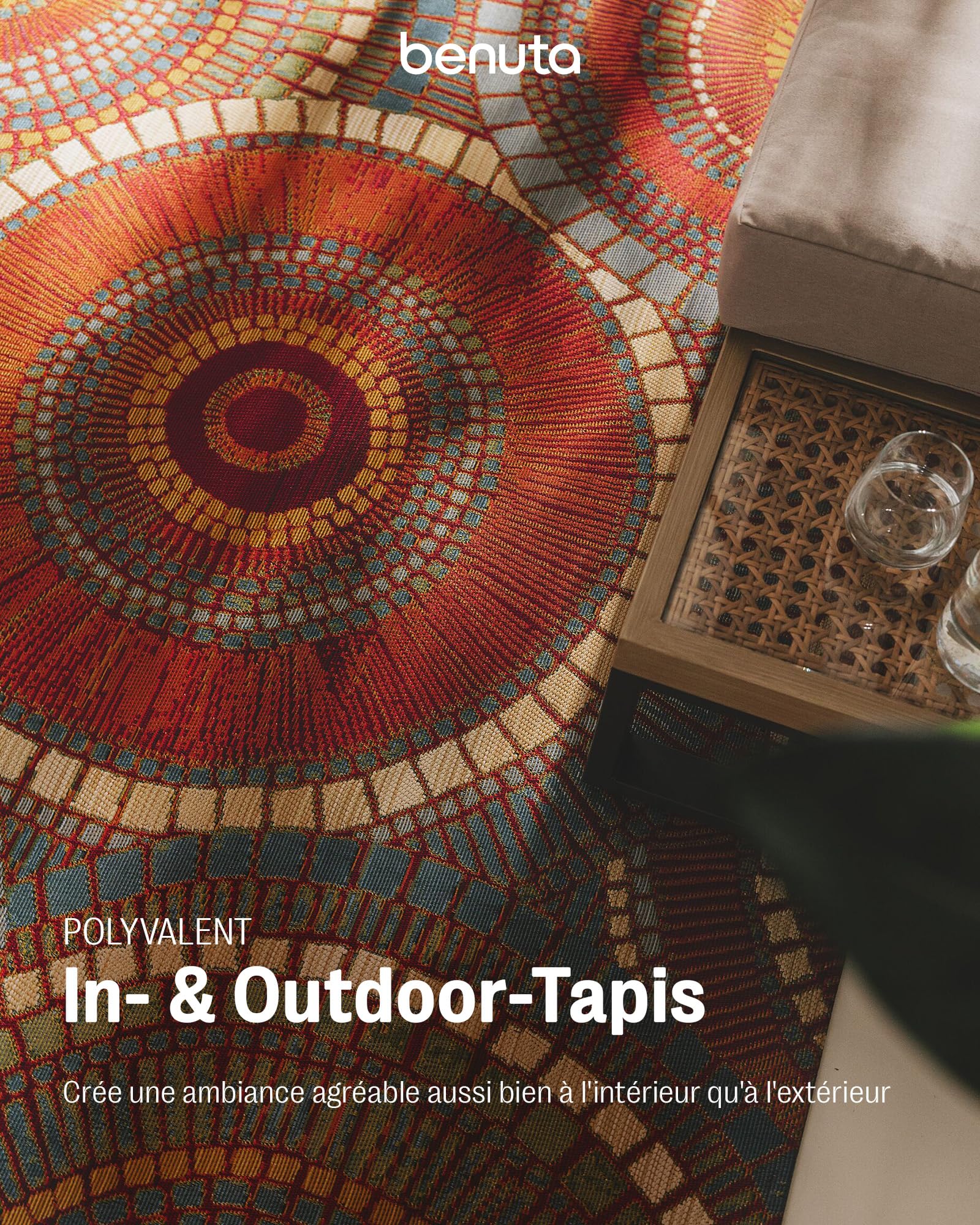 benuta Tapis d'Extérieur Artis Orange 120X180 Cm - Tapis Outdoor pour Balcon, Terrasse et Jardin
