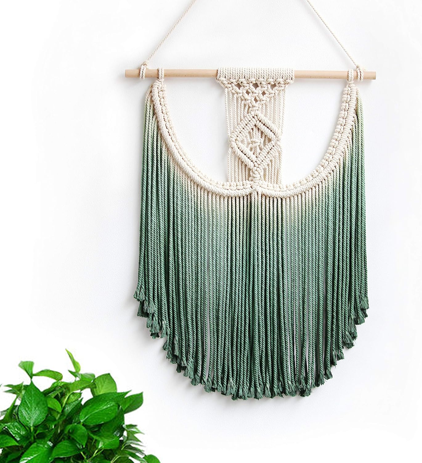 BlueMake Macrame Wall Hanging Tapestry Hand Woven Pendant Decoration House Ceremony Living Room Home Furnishing Accessories (Green)