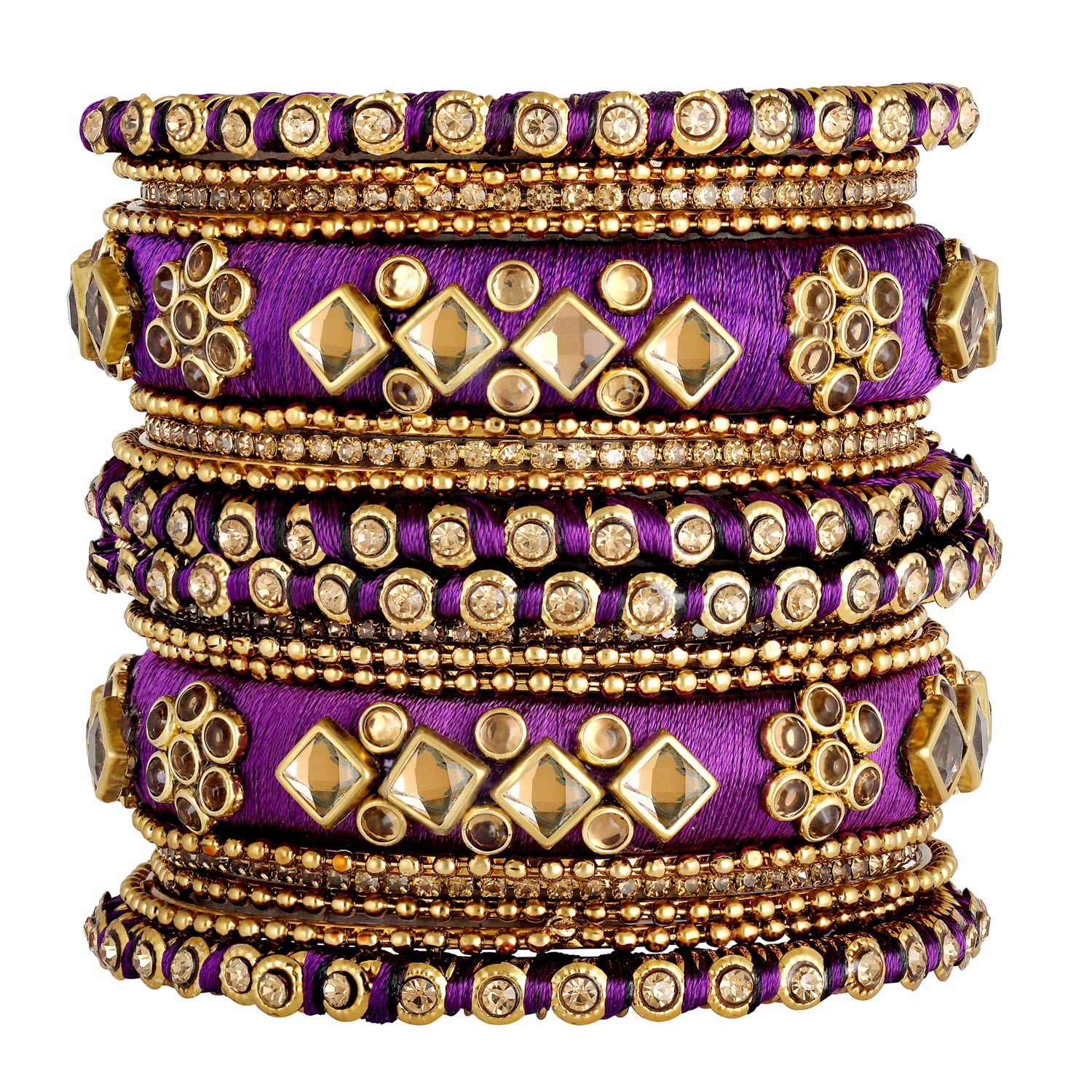 Peora Brass Kundan Studded Chuda for Women Girls Navratri Gift (Purple, 2.8 inch) (B0BS9N2Z59) Amazon Price History, Amazon Price Tracker