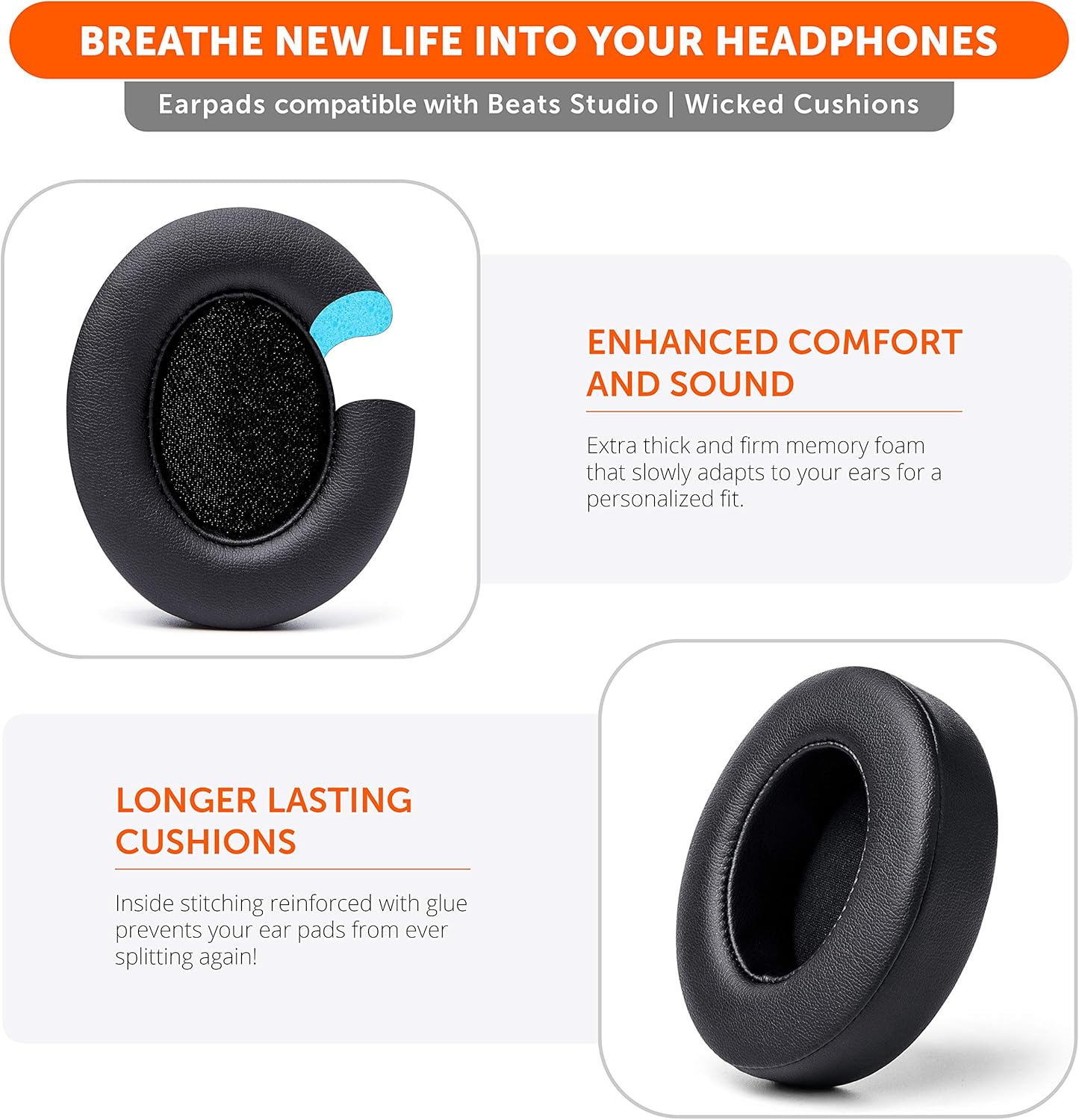 WC SweatZ, BandZ, and Earpads Bundle for Beats Studio Headphones by Wicked Cushions | Black