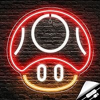 Vista 10 de Kavaas Letrero de Neón para Videojuegos, Letrero de Neón de Hongo para Decoración de Sala de Juegos, Cueva de Hombre, Habitación de Niños