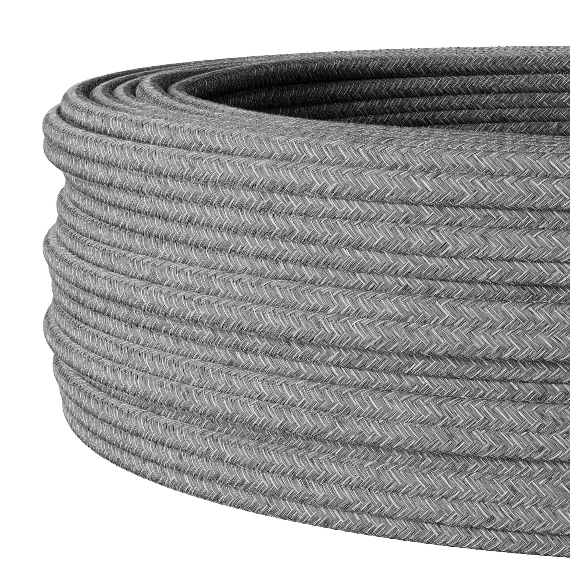 Kabel tekstylny do elastycznej instalacji elektrycznej (H05VV-F), kabel materiałowy 3 x 1,5 mm², kabel tekstylny natynkowy, kabel instalacyjny, szary melange - 10 metrów