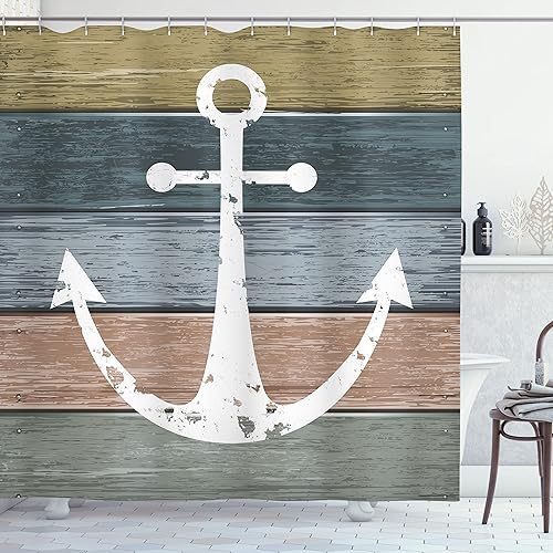 Miniatura 30 de Ambesonne Jukebox - Cortina de ducha, estilo garabato, caja de música retro, monedas, juego de decoración de baño de tela con ganchos, 69 pulgadas