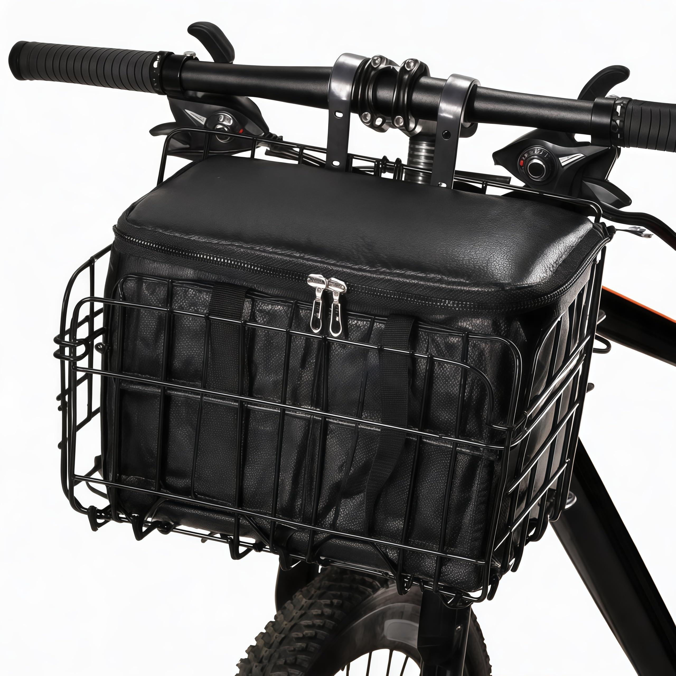 Bike Basket, 33.5 x 20 x 22 cm Foldable Bicycle Basket with Removable Inner Bag Handlebar Baskets with A Load Capacity of 37.5 kg for Folding Bicycle Mountain Bike Racing Bikes E-Bikes and City Bikes