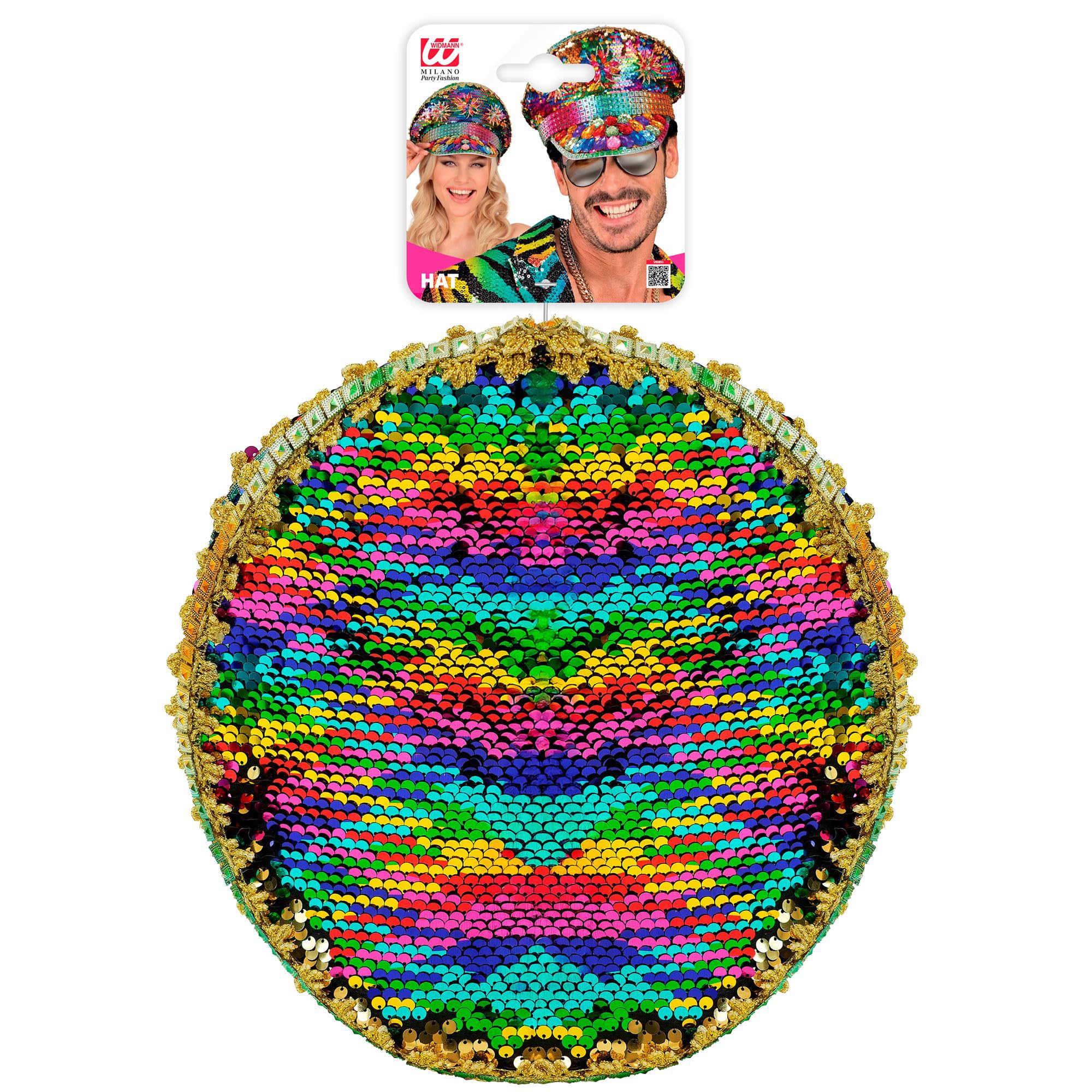 W WIDMANN MILANO Party Fashion - Cappellino da festa per adulti, berretto con paillettes reversibili, accessorio per carnevale, eventi Pride