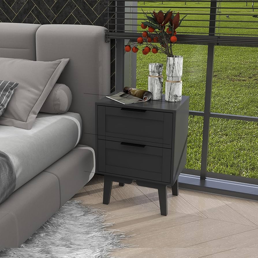 Amazon.com: TaoHFE Modern Black Night Stand with Drawer Mid