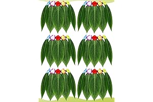 Janmercy Hula Grass Skirt - Embellished with Artificial Flowers