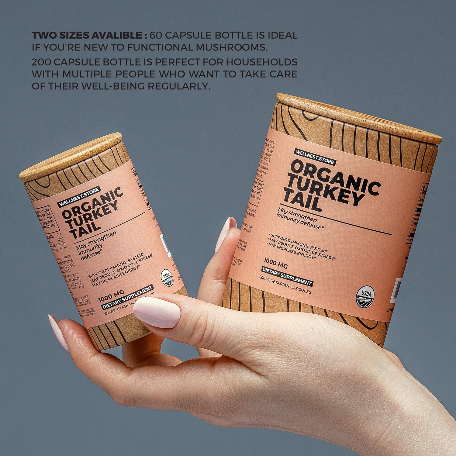 Wellnest.Store Turkey Tail Organic Mushroom (Trametes Extract) 60 Veggie Caps - Immune Support Supplement; Promotes Growth of Beneficial Bacteria in The Gut + Boosts Energy - Image 3