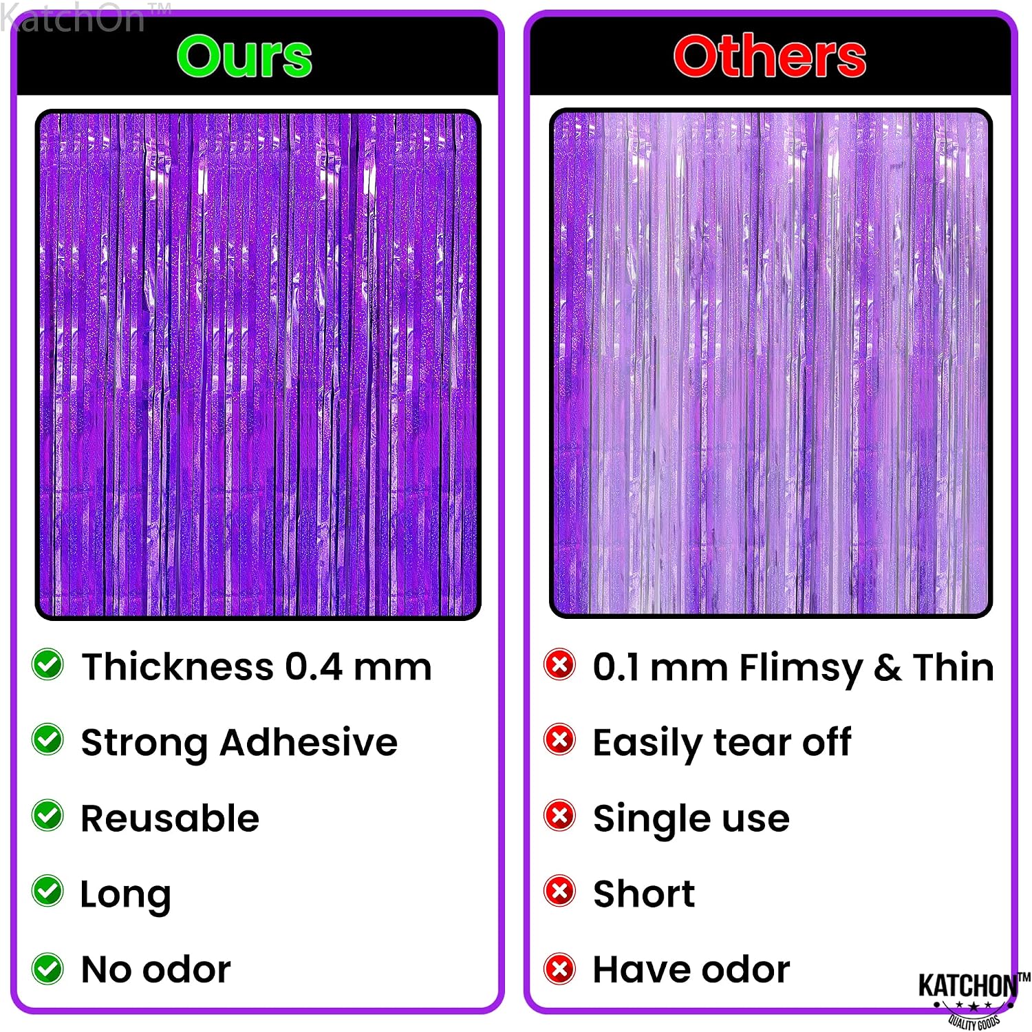 KatchOn, Iridescent Purple Foil Fringe Curtain - 3.2x8 Feet, Pack of 2 | Purple Streamers for Anniversary, Mermaid Birthday Decorations, Bachelorette Party Decoration | Graduation Decorations 2026