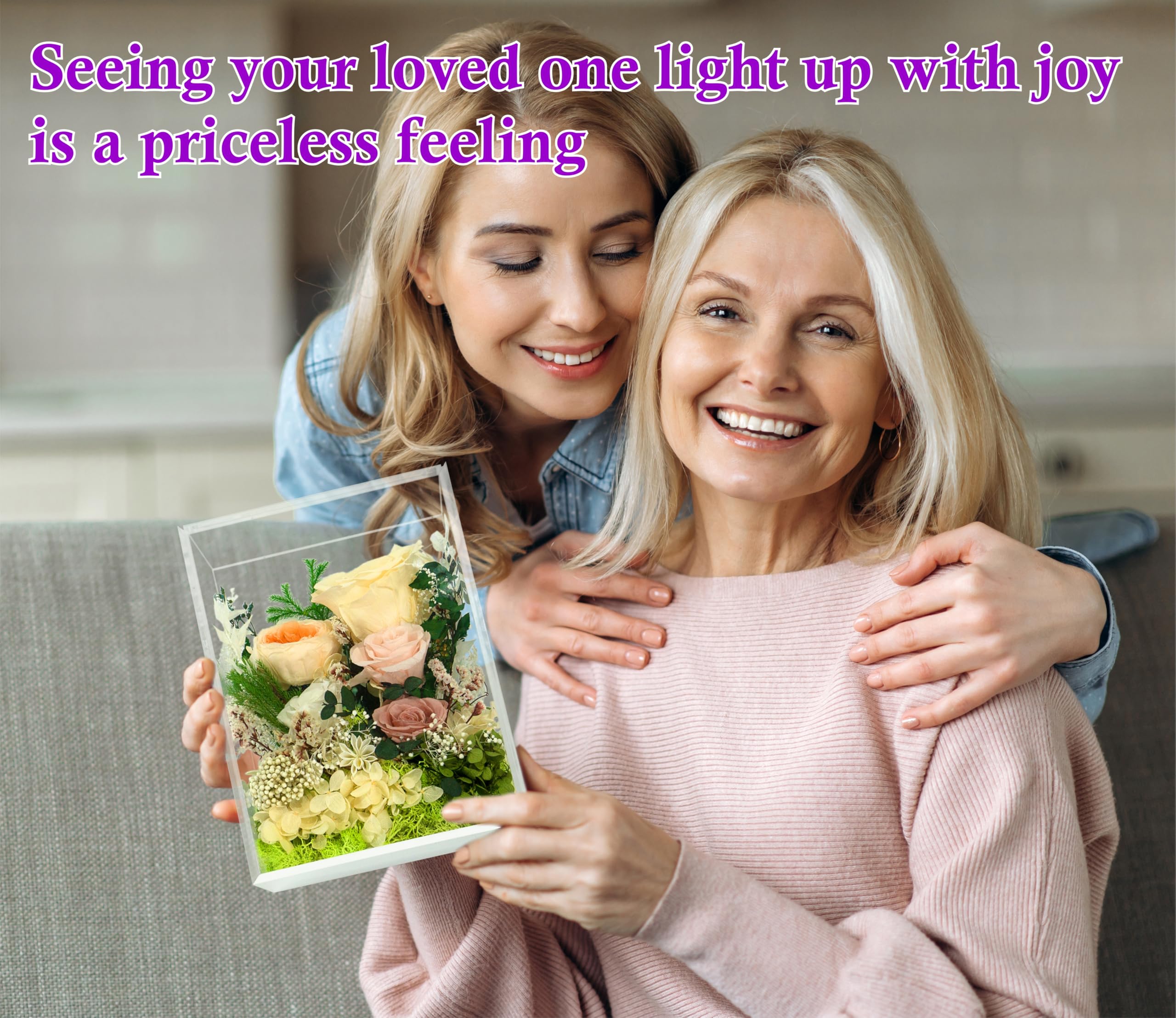 Valley of Rain & Forest Long-Lasting Real Flowers, Handcrafted Preserved Rose Bush For you to Send Love for All Occasions, Floral Arrangement for Indoor Decoration (Yellow Champagne Rose) - 5