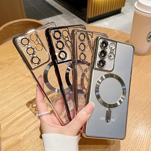 Miniatura 3 de Funda magnética para Galaxy S21 Ultra compatible con cargador Magsafe, inalámbrica, antiarañazos, a prueba de golpes, protección completa de la