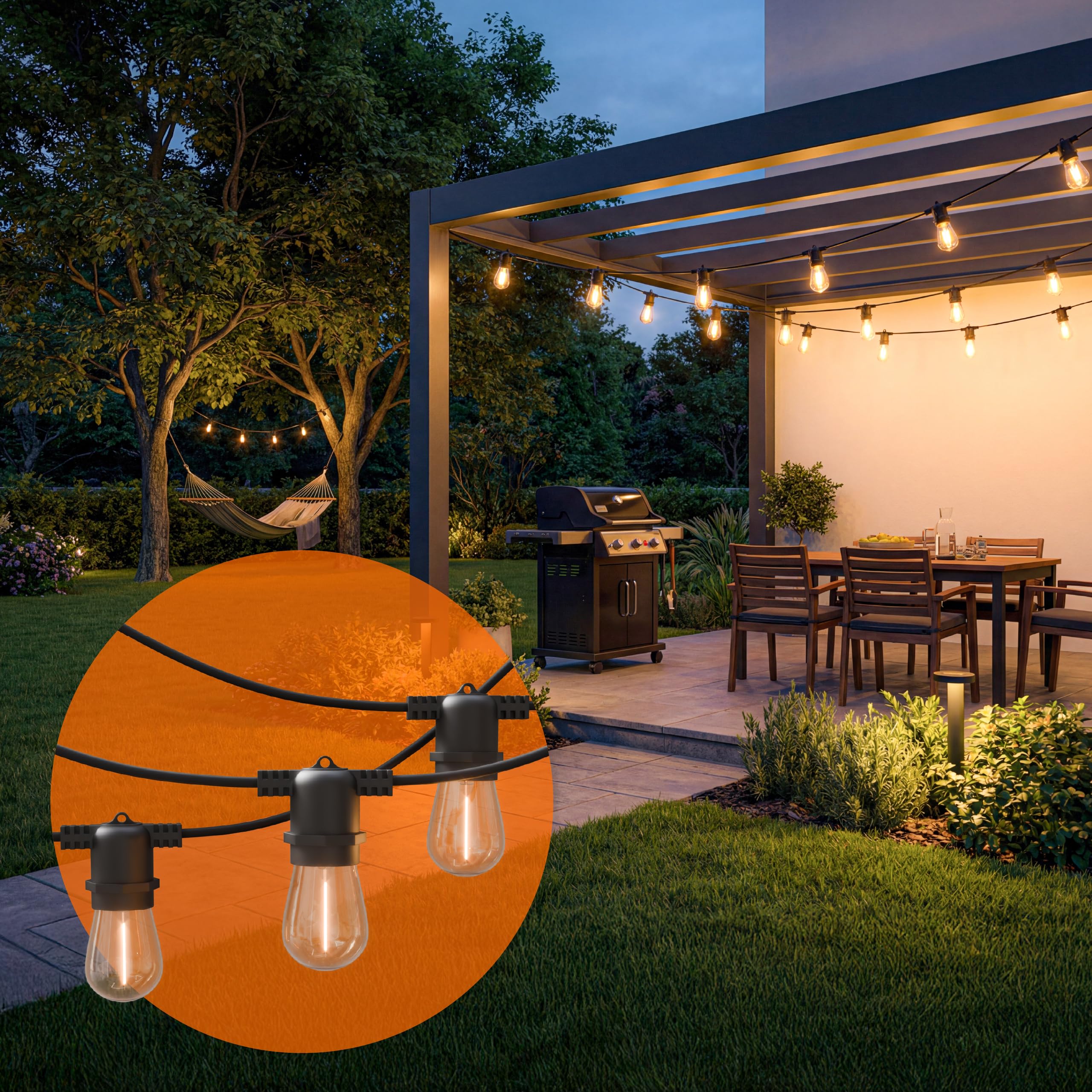 Lichterkette Außen Outdoor LED Strom,20M Aussen Beleuchtung E27 mit Stecker & Timer,11Modi,IP65 Wasserdicht Wetterfest Lichterkette Glühbirnen für Garten Terrasse Party Weihnachten, Warmweiß