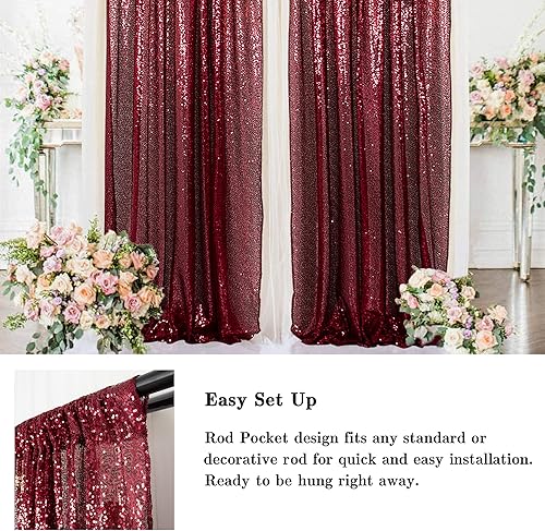 Miniatura 10 de AMZLOKAE Telón de fondo de lentejuelas verdes, 2 paneles, cortina de fondo de lentejuelas verdes de 8 pies con purpurina para fotografía, telón de