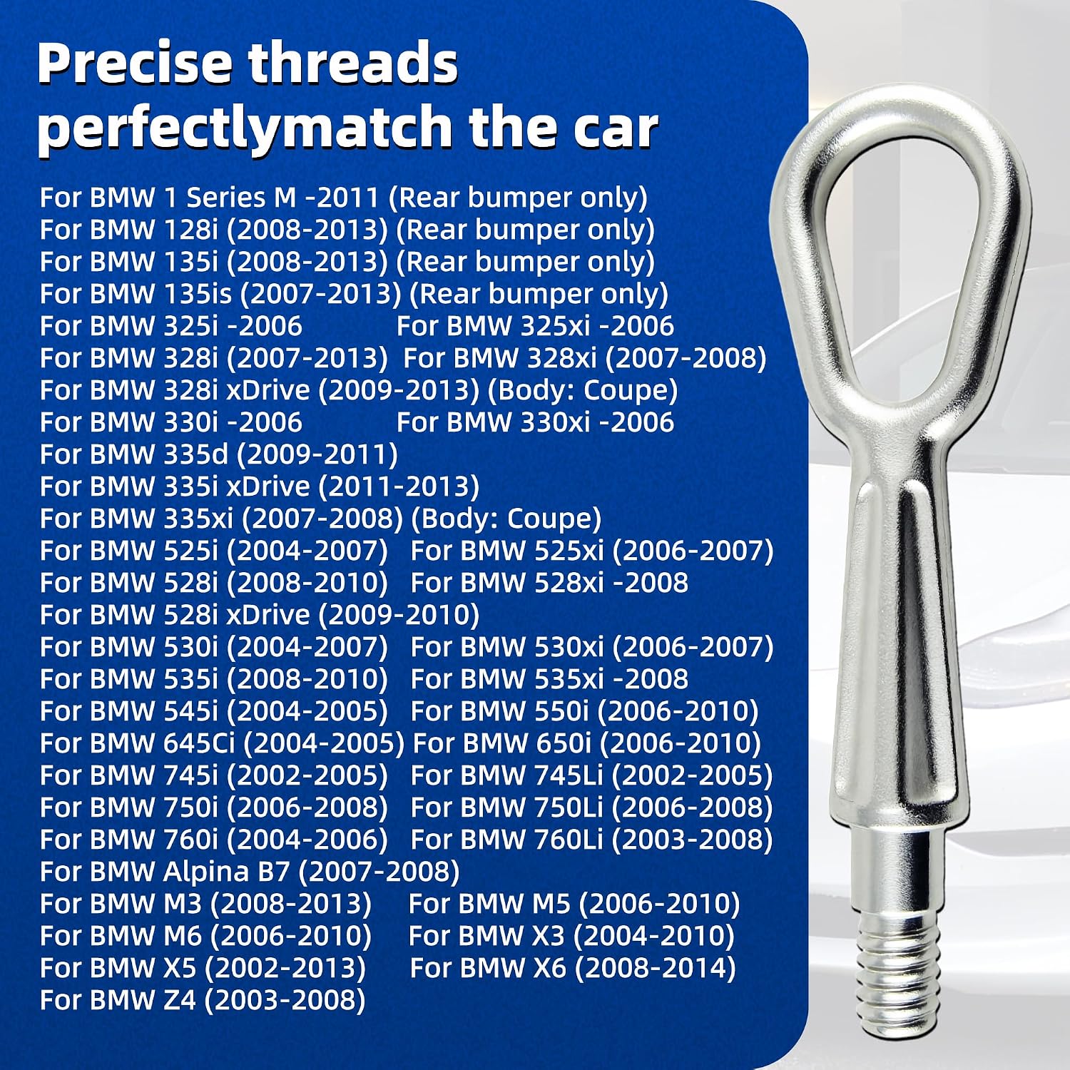 for BMW Tow Hook Compatible with BMW 1 3 5 6 7 Series X3 X5 X6 M3 M4 M5 Z4 Towing Eye Hook Replace#72158266616 72157070643