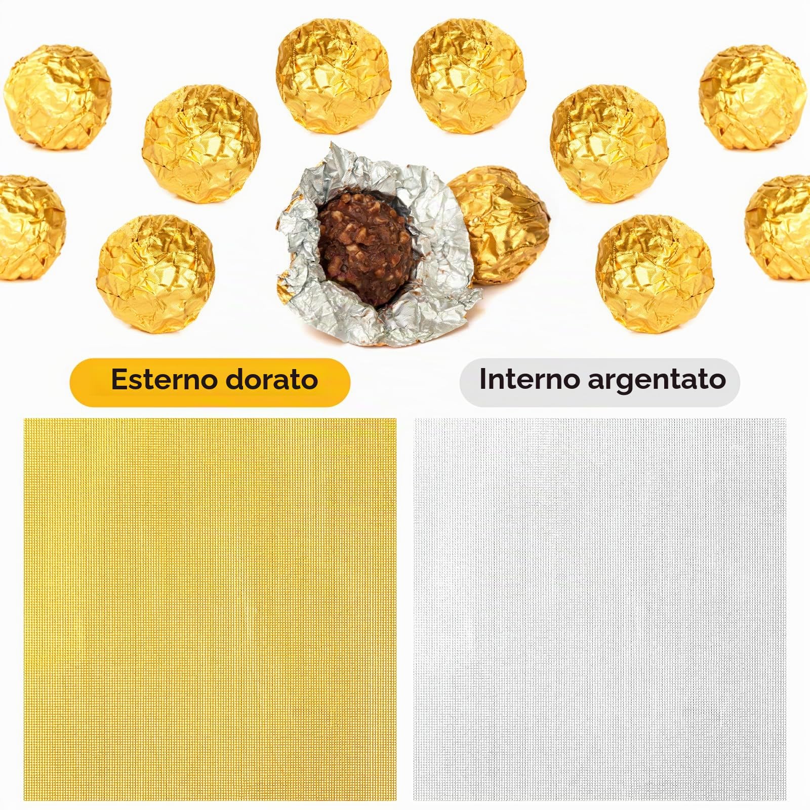 Prasacco 300 fogli di alluminio per caramelle, 10,2 x 10,2 cm, dorati, per confezionare cioccolatini fai da te