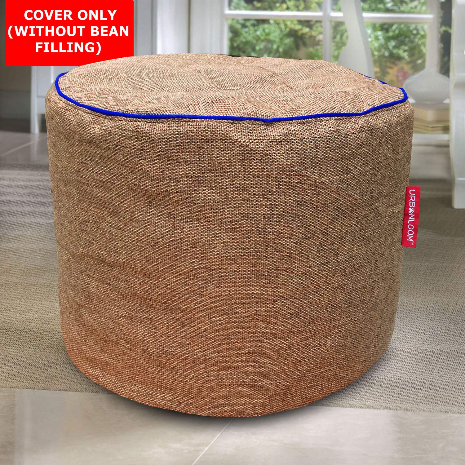 Urbanloom Jute Fabric Pouf/Ottoman/Footstool CoverONLY (Without Bean