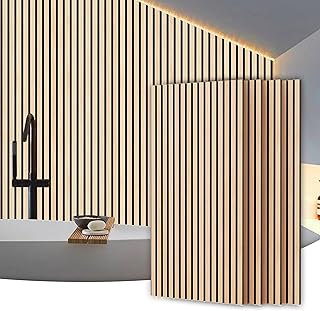 4-Pack 47.2" x 23.6" 3D Slat Wall Panels, Wide Fluted Soundproofing Acoustic Panels for Wall and Ceiling Decor, Farmhouse Accent Wall Paneling for Home and Apartment, Oak