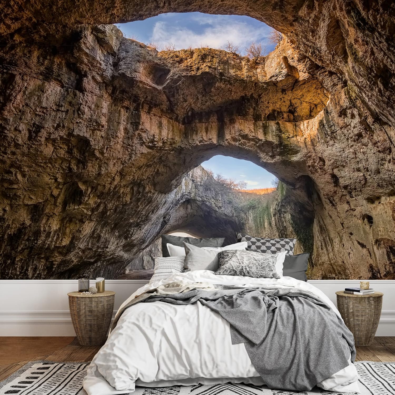 wall26 - The Cave - Magnificent View of The Devetaki Cave, Bulgaria - Removable Wall Mural | Self-Adhesive Large Wallpaper - 100x144 inches