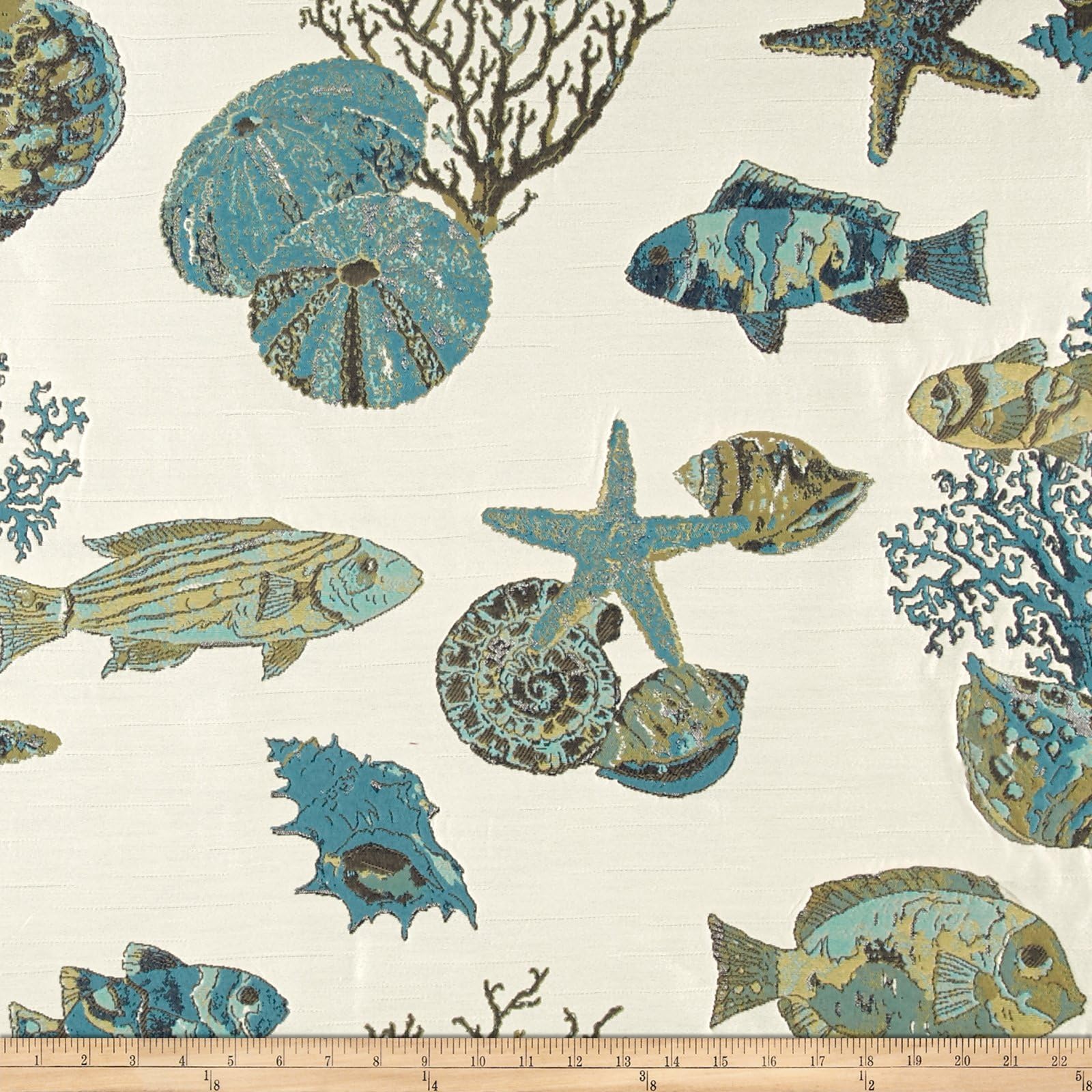 Braemore Fabrics Andros Island Jacquard, Marine