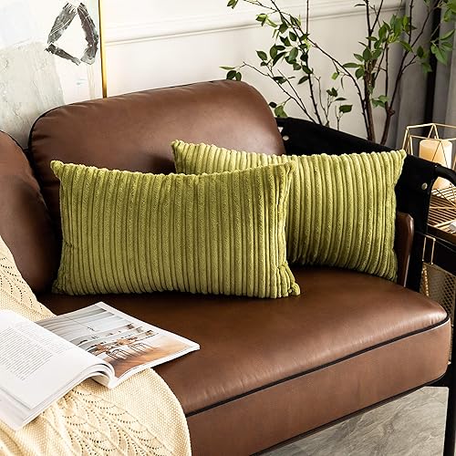 Miniatura 73 de UGASA - Juego de 2 fundas de almohada de terciopelo a rayas, funda decorativa para cojín con cremallera oculta para el hogar, sofá, dormitorio,