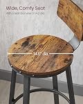 Ensemble de 2 tabourets de bar VASAGLE, tabourets de comptoir, chaises de bar avec dossier, siège de 28,7 po de hauteur, Brun rustique et Noir ULBC026B01V1