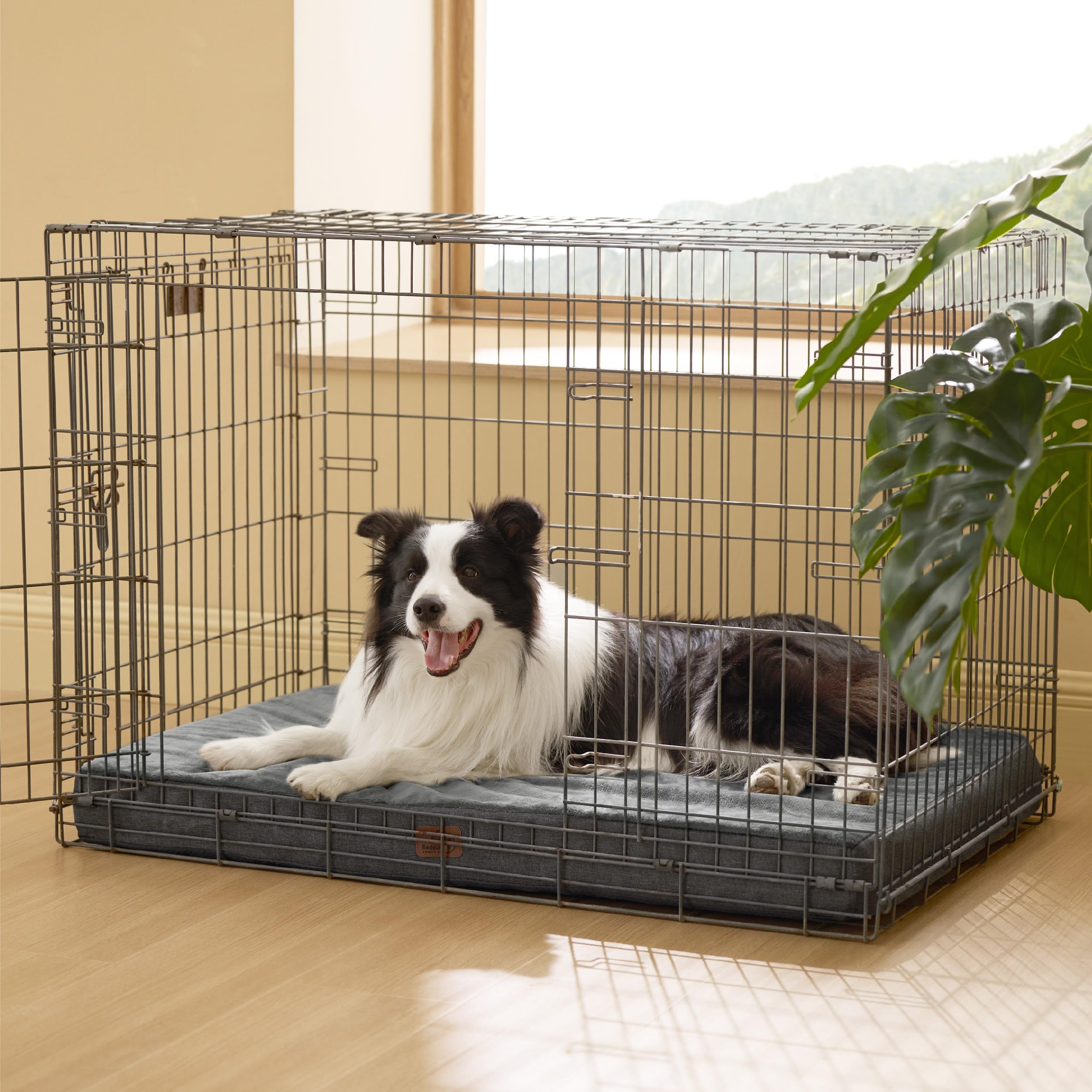 Bedsure Cuscino per cani in memory foam, tappetino per cani, misura grande, ortopedico, materasso per cani, lavabile e antiscivolo, letto per cani interno, grigio, 89 x 56 x 8 cm