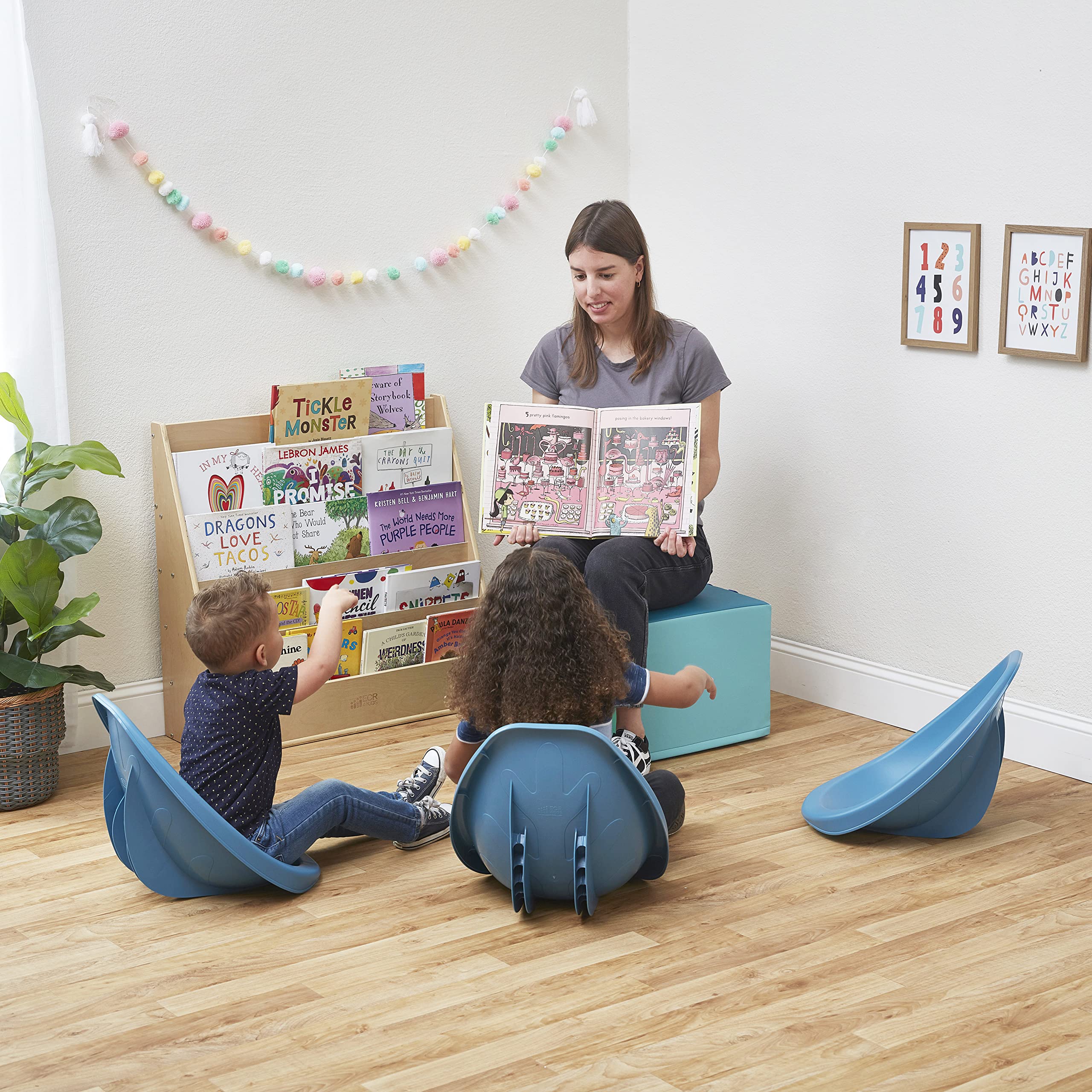 FlexSeating Leaf Floor Seat, Portable Plastic Scoop Rocker Chair, Flexible Seating for