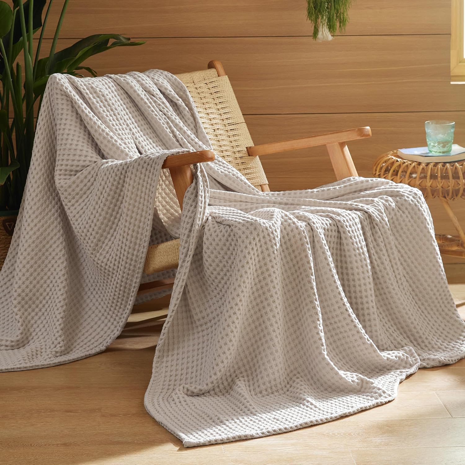 Cotton Waffle Weave Throw Blanket