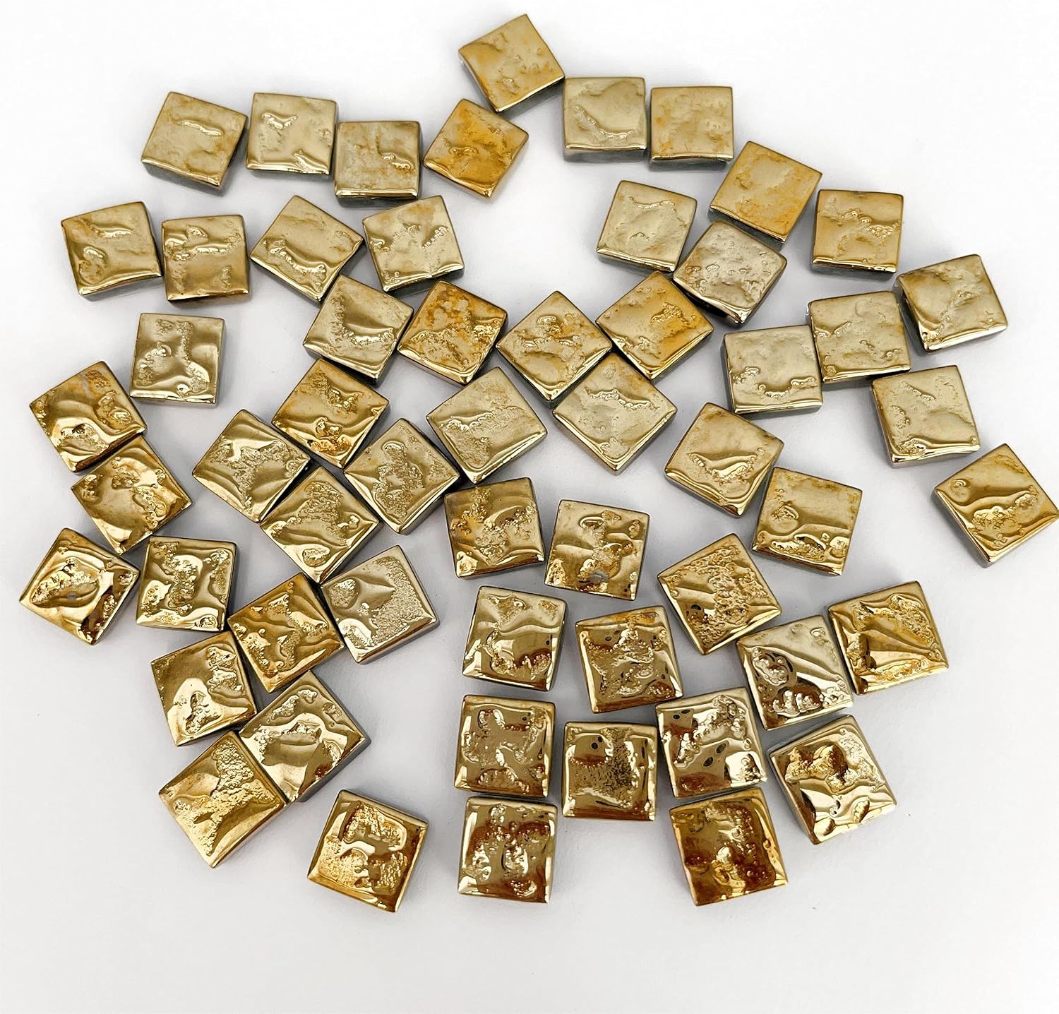 100 Pcs Gold Mirror Mosaic Tiles, Mini Square Mirrors for Arts Crafts Projects (Gold)