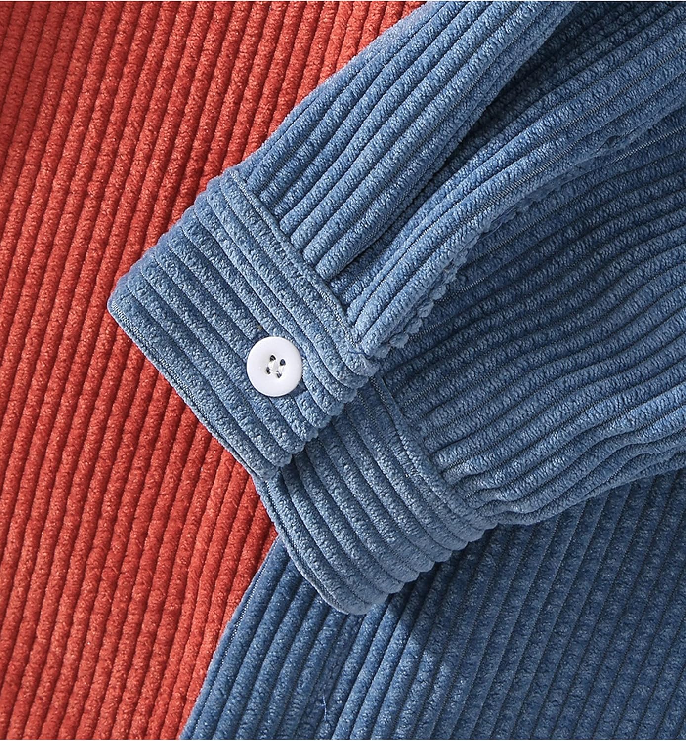 UANEO Mens Shacket Patchwork Long Sleeve Button Down Corduroy Shirts for Men - Image 7