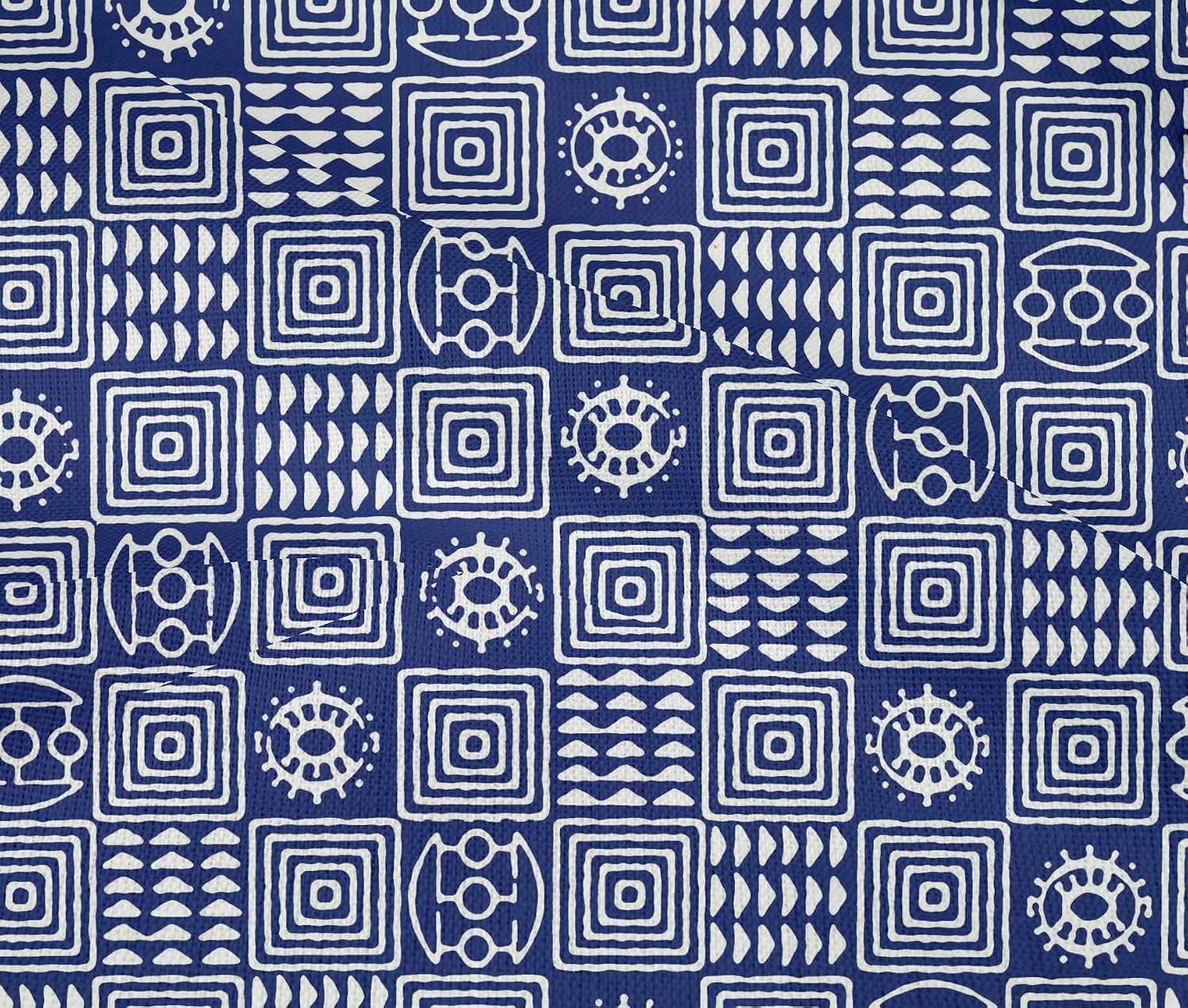 oneOone Cotton Flex Indigo Blue Fabric Geometric African Fabric for Sewing Printed Craft Fabric by The Yard 40 Inch Wide