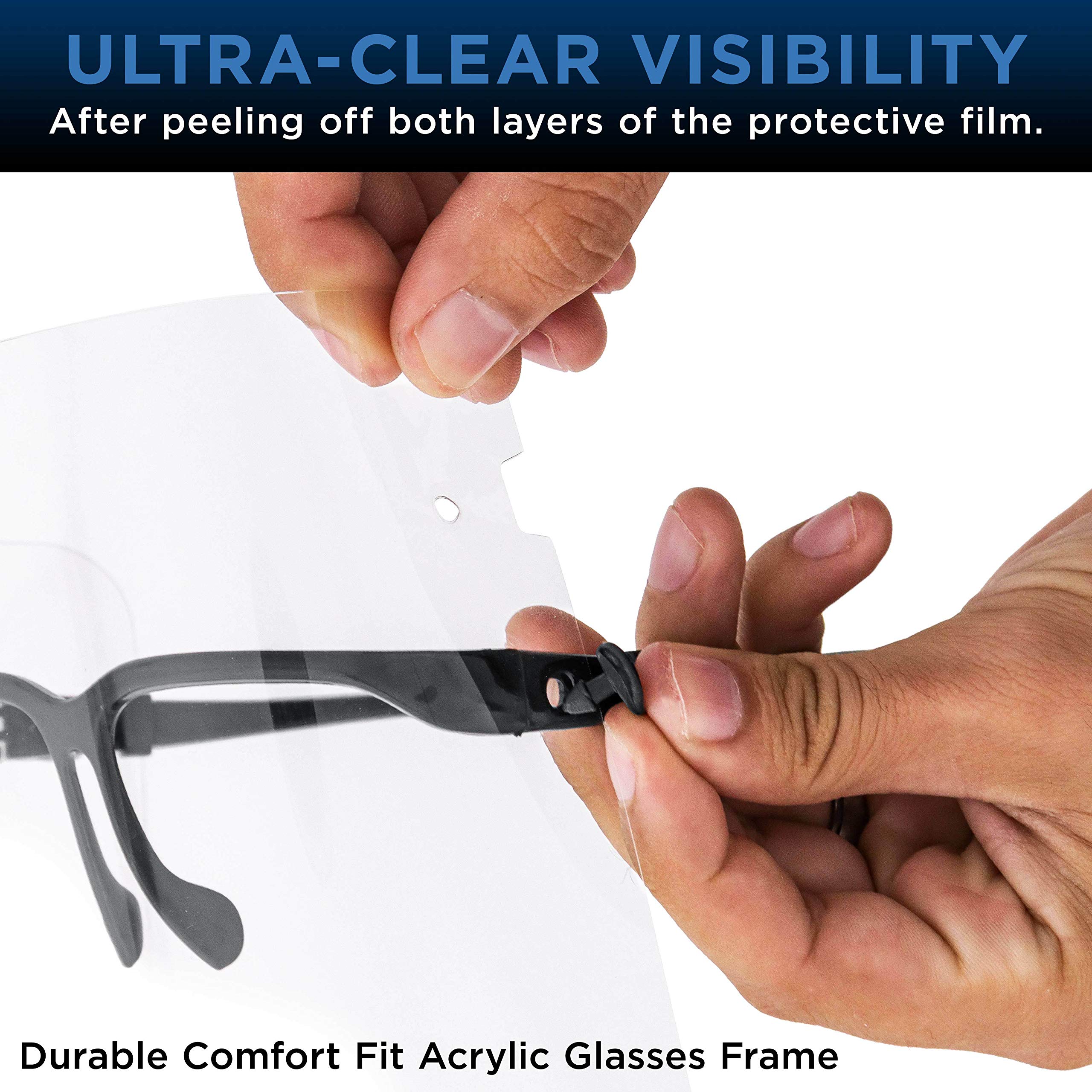 Salon World Safety Face Shields with Black Glasses Frames (Pack of 25) — Amazon image 5