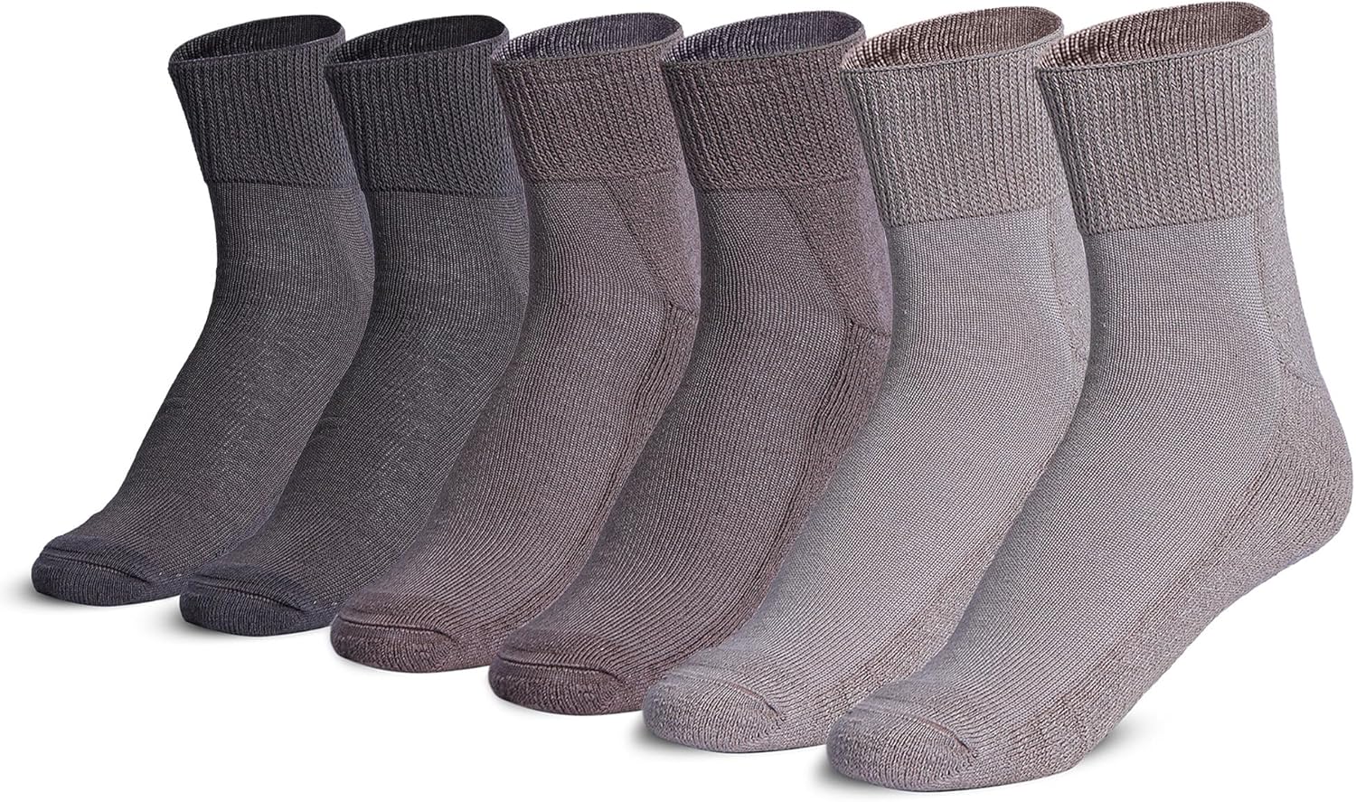 1SOCK2SOCK 6 Pack Diabetic Quarter Socks For Men and Women, Therapeutic, Non-Binding Circulatory, Silky Soft Cushioned Socks