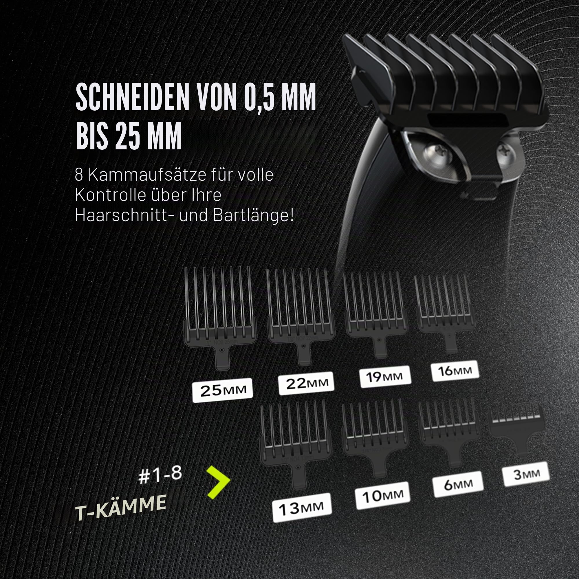 WAHL All in One Trimmer, für Haare, Bart, Ohren, Nase &Körperpflege, leistungsstarker Lithium-Akku, abwaschbare Aufsätze, breiter T-Schneidsatz, Schnittlänge 0,5 mm - 25 mm, 210 Minuten Akkulaufzeit
