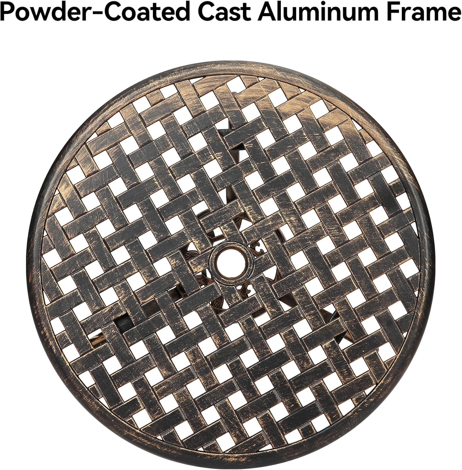 24" Outdoor Side Table with 2" Umbrella Hole Round Small Patio Bistro Tables Indoor End Plant Coffee Tea Table for Yard Patio Porch Garden Bedroom Living Room