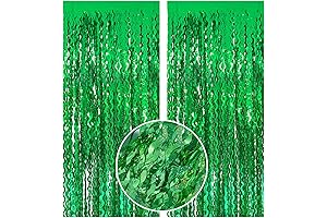 4/20 Weed Party Green Tinsel Foil Fringe Curtains